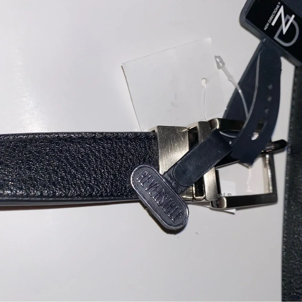 NEW New‎ Direction Reversible Men Black Belt Faux Leather Buckle Closure Casual